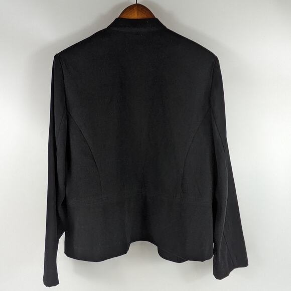 JM Collection Womens Size 14 Black Dress Jacket Long Sleeve Zipper Shoulder Pads - Picture 5 of 8
